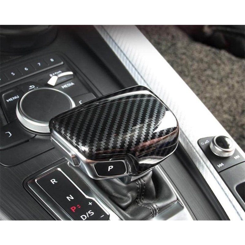 Couverture de tête de pommeau de levier de vitesse en fibre de carbone,  manchon de protection de poignée, autocollant pour Audi A4, A5, horizon,  A7, Q5, Q7, pièces intérieures - AliExpress